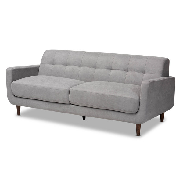 Baxton Studio Allister Mid-Century Light Grey Upholstered Sofa 158-9749